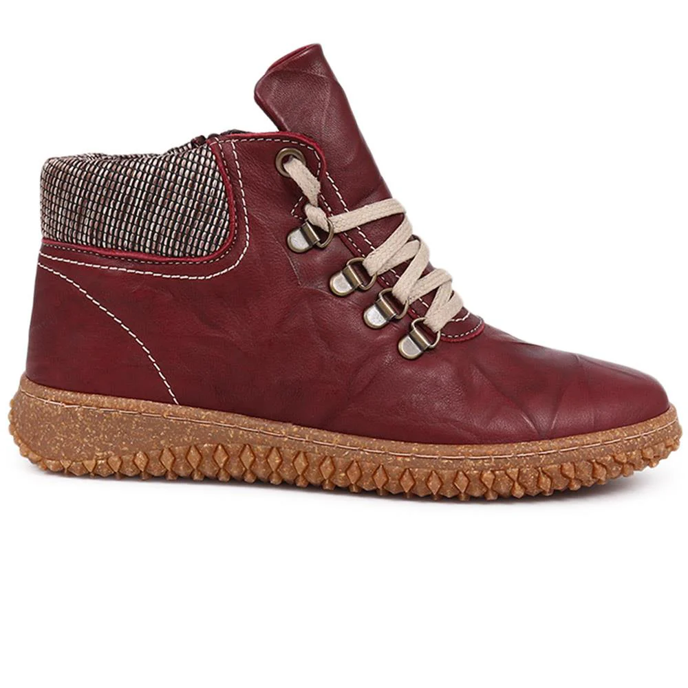 Leather Ankle Boots - HAK32015 / 319 263 - Wine - Image 2