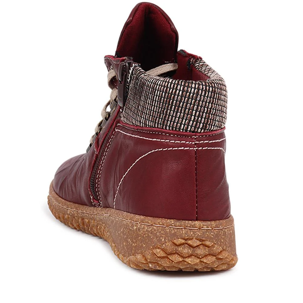 Leather Ankle Boots - HAK32015 / 319 263 - Wine - Image 3
