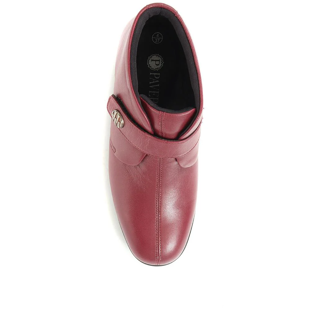 Leather Ankle Boots - KF28026 / 313 332 - Burgundy - Image 4
