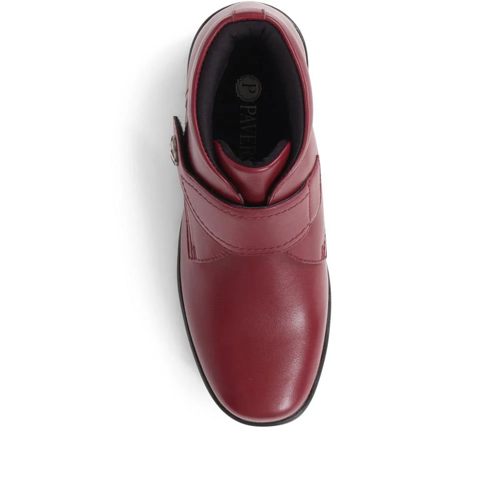 Leather Ankle Boots - KF38016 / 324 489 - Burgundy - Image 5