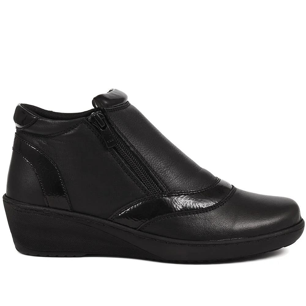 Leather Ankle Boots - LUCK34003 / 321 843 - Black-Black Patent - Image 2