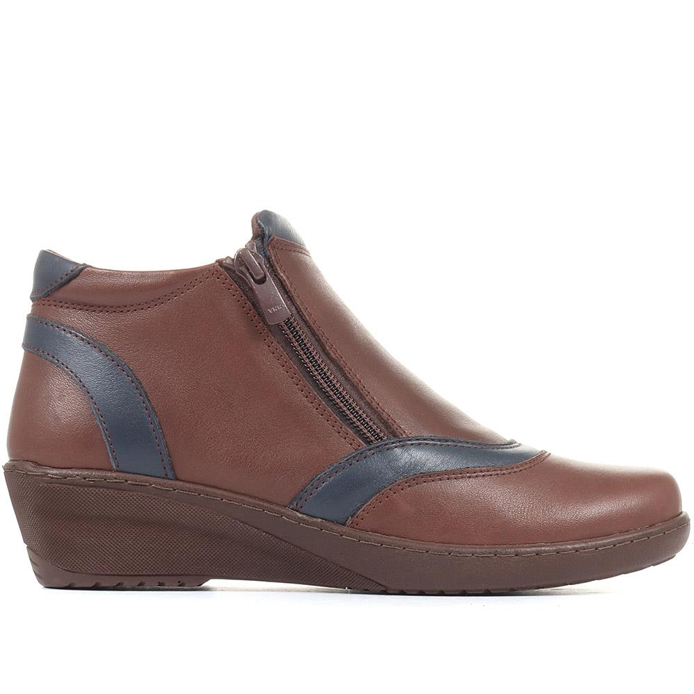 Leather Ankle Boots - LUCK34003 / 321 843 - BROWN-NAVY - Image 2