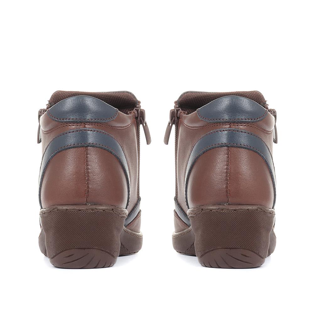 Leather Ankle Boots - LUCK34003 / 321 843 - BROWN-NAVY - Image 3