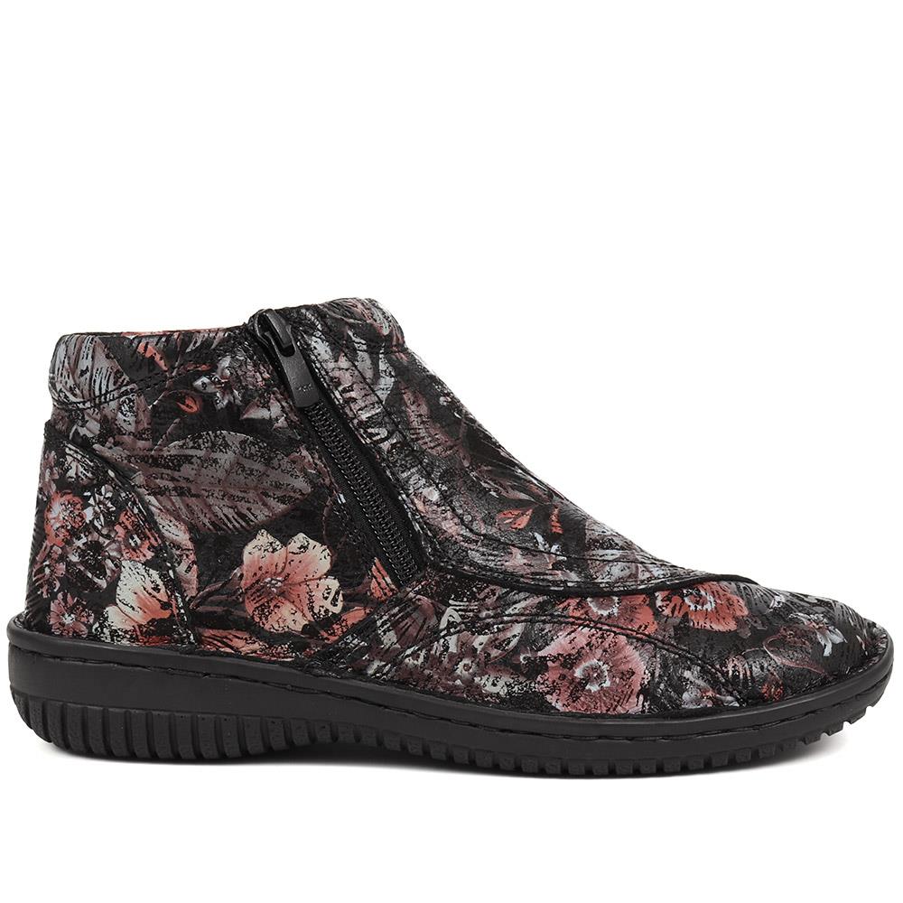 Leather Ankle Boots - LUCK34005 / 321 855 - Black Floral - Image 2