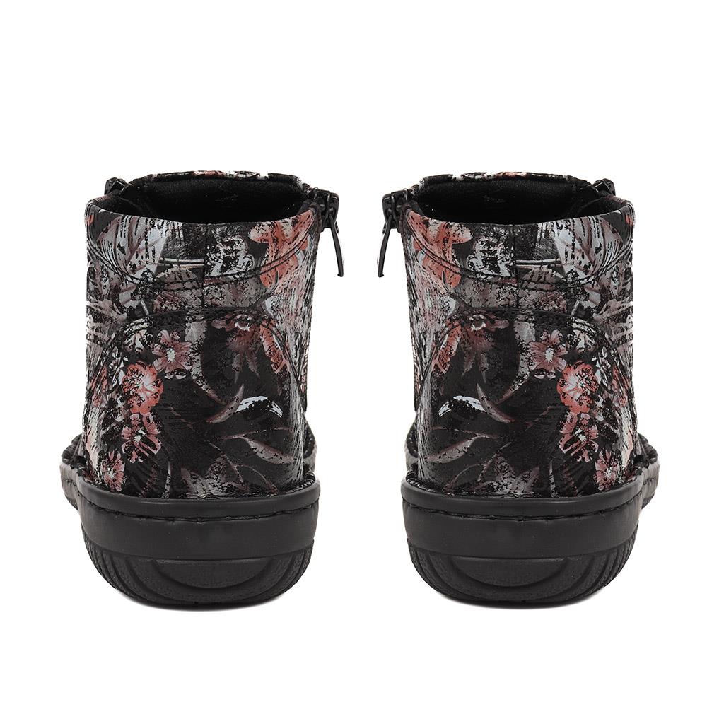 Leather Ankle Boots - LUCK34005 / 321 855 - Black Floral - Image 3