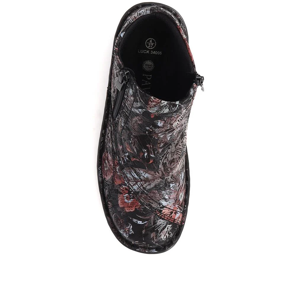 Leather Ankle Boots - LUCK34005 / 321 855 - Black Floral - Image 5