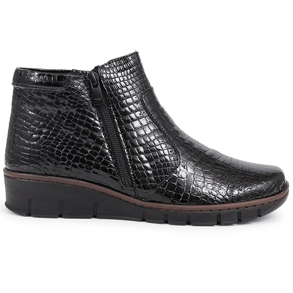 Leather Ankle Boots - LUCK40001 / 326 380 - Black Patent Croc - Image 2