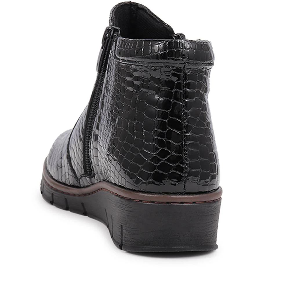 Leather Ankle Boots - LUCK40001 / 326 380 - Black Patent Croc - Image 3