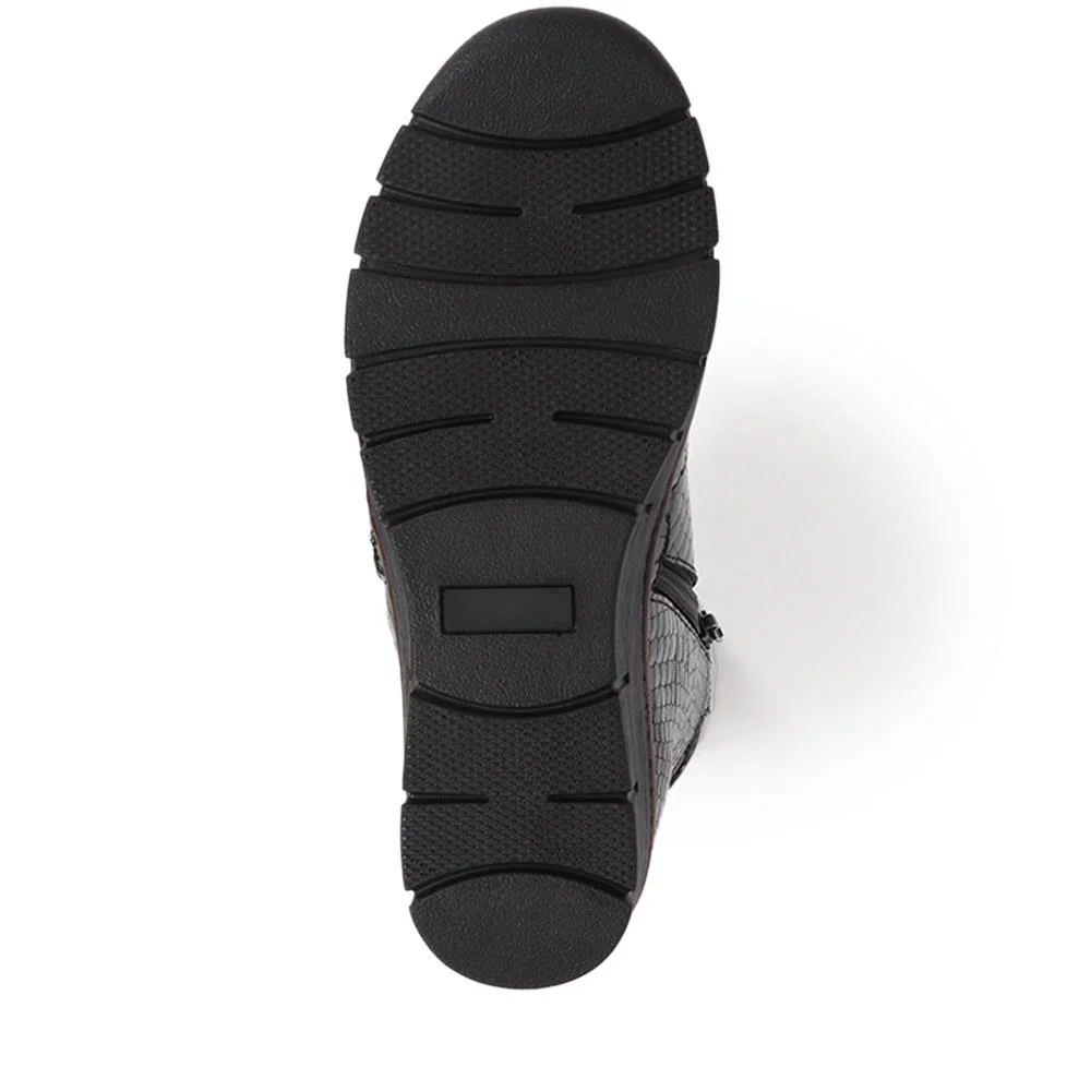 Leather Ankle Boots - LUCK40001 / 326 380 - Black Patent Croc - Image 4