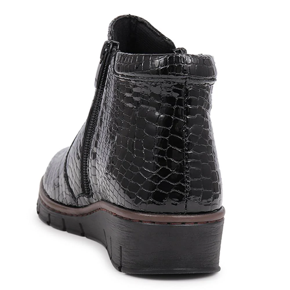Leather Ankle Boots - LUCK40001 / 326 380 - Black Patent Croc - Image 5