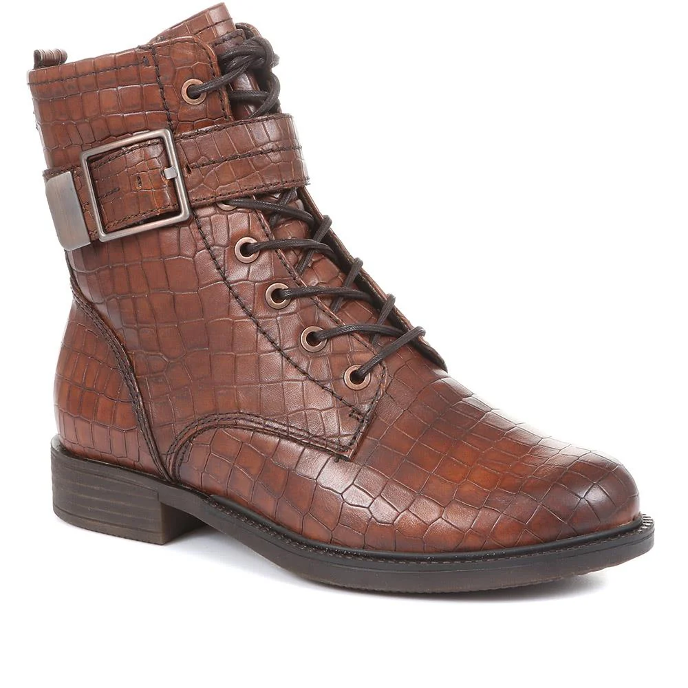 Leather Ankle Boots - TAM34503 / 320 730 - Tan Croc