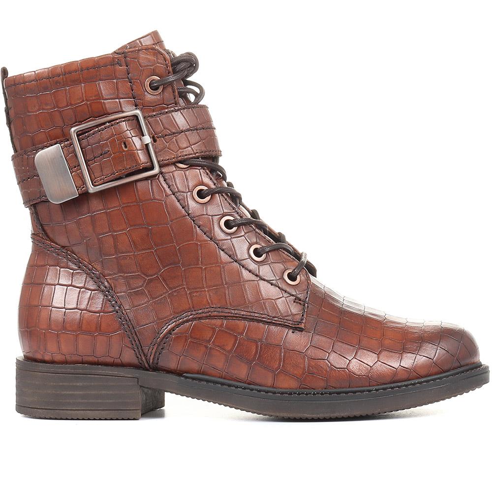 Leather Ankle Boots - TAM34503 / 320 730 - Tan Croc - Image 2