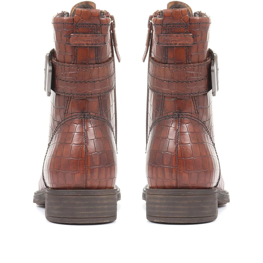 Leather Ankle Boots - TAM34503 / 320 730 - Tan Croc - Image 3