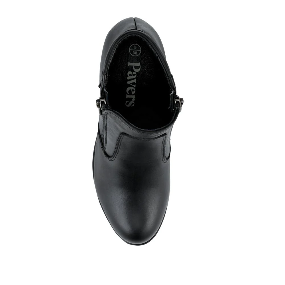 Leather Block Heel Ankle Boots - VED42004 / 328 541 - Black - Image 4