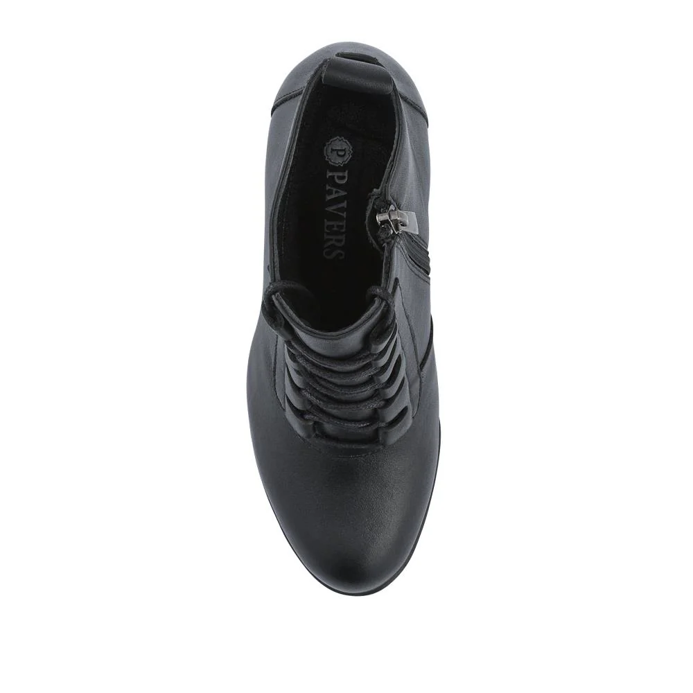 Leather Block Heeled Lace-Up Boots - VED42000 / 328 392 - Black - Image 4