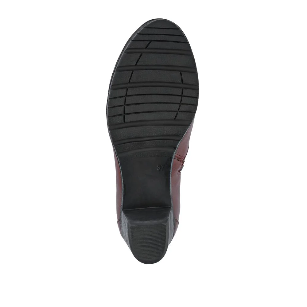 Leather Block Heeled Lace-Up Boots - VED42000 / 328 392 - Burgundy - Image 5