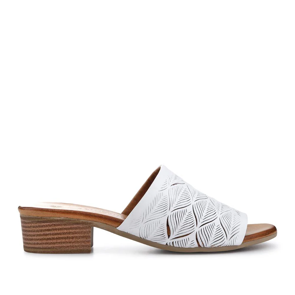 Leather Block-Heeled Mules - BELMET41006 / 327 231 - White - Image 2