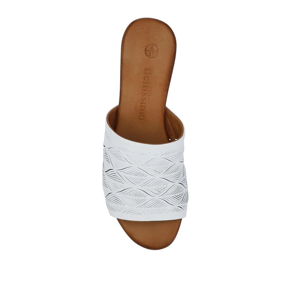 Leather Block-Heeled Mules - BELMET41006 / 327 231 - White - Image 6