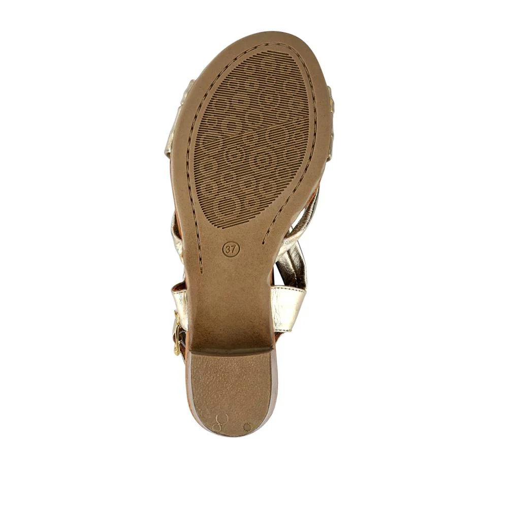 Leather Block-Heeled Sandals - METIN41002 / 327 522 - Gold - Image 6