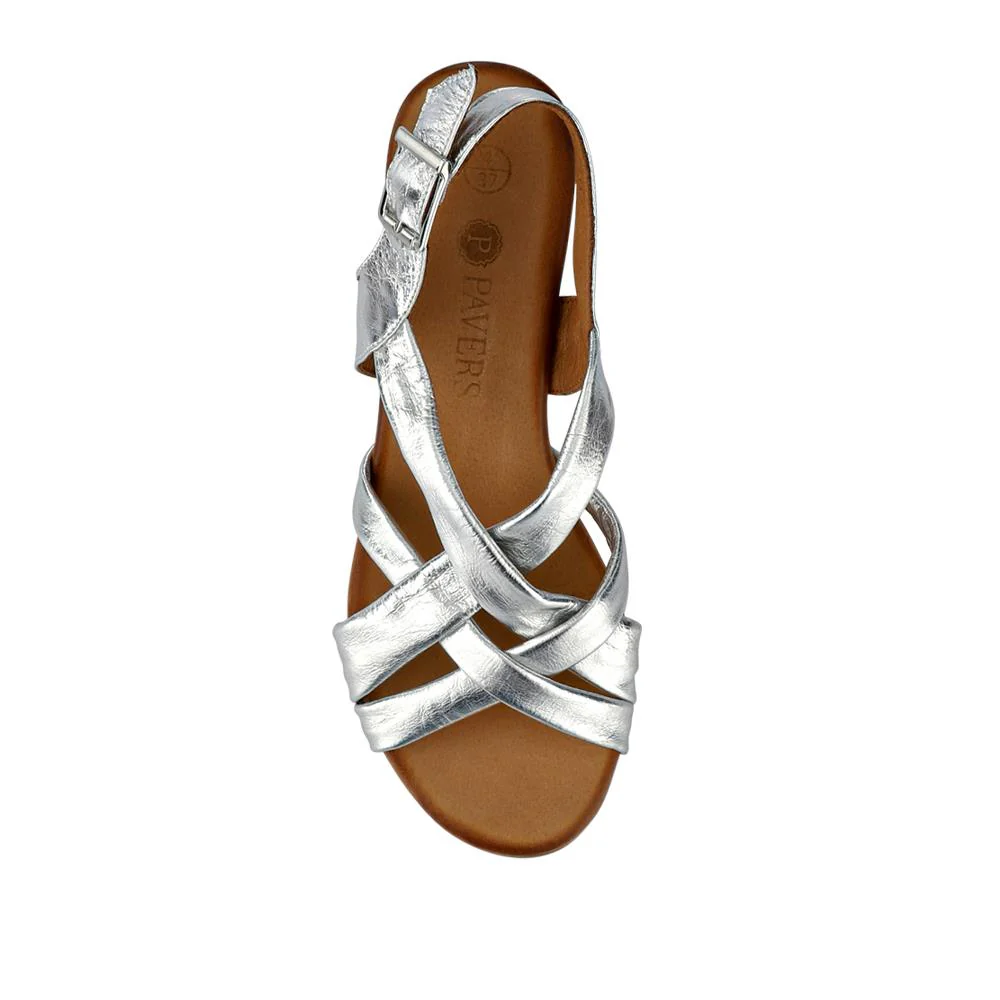 Leather Block-Heeled Sandals - METIN41002 / 327 522 - Silver - Image 4
