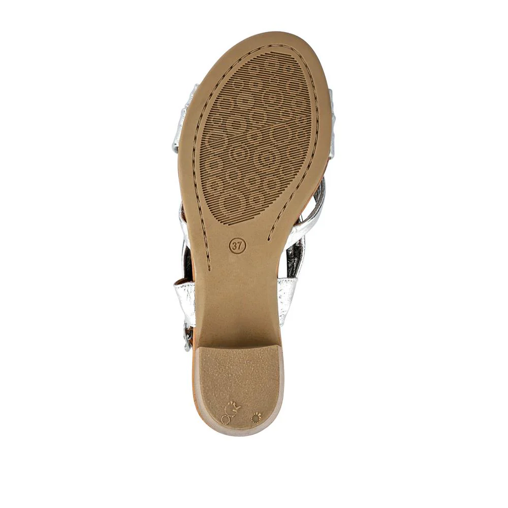 Leather Block-Heeled Sandals - METIN41002 / 327 522 - Silver - Image 6