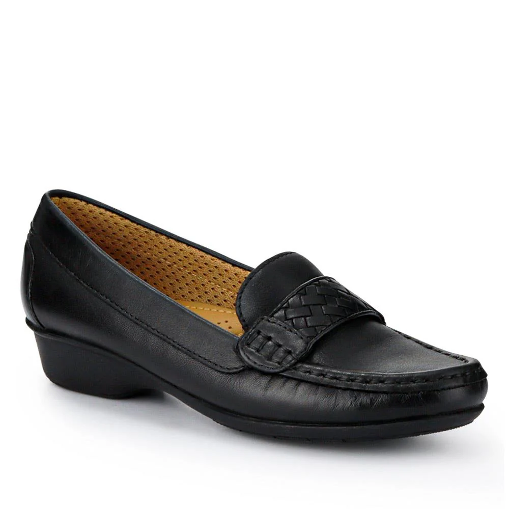 Leather Breathable Loafers - NAP41003 / 327 489 - Black