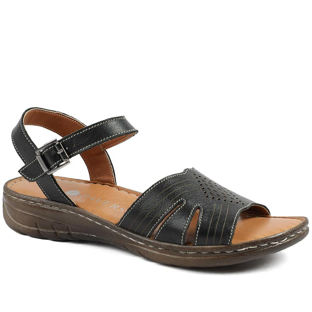 Leather Buckle Fasten Casual Sandals - LUCK43005 / 329 417 - Image 3