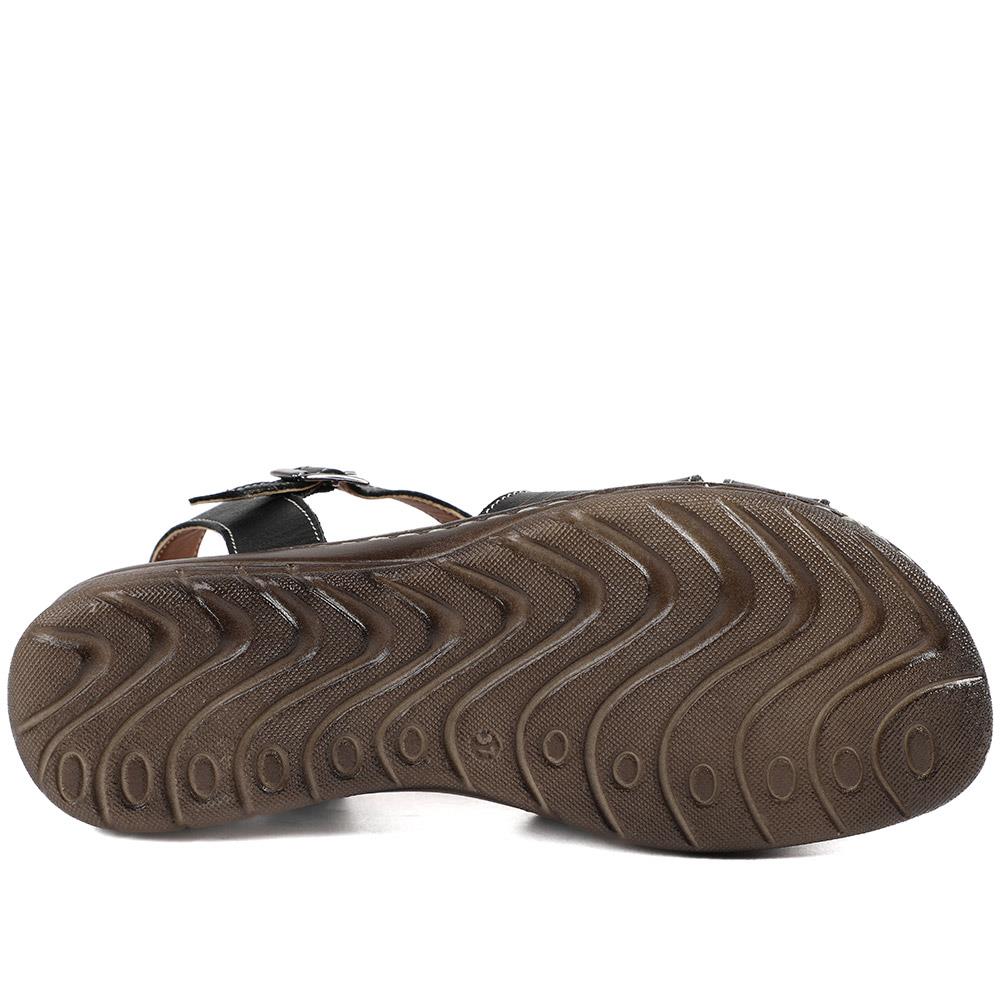 Leather Buckle Fasten Casual Sandals - LUCK43005 / 329 417 - Black - Image 7