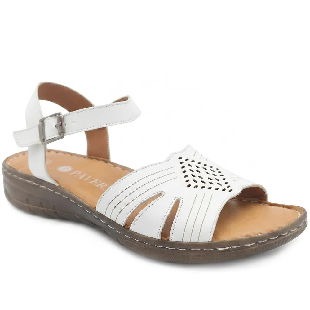 Leather Buckle Fasten Casual Sandals - LUCK43005 / 329 417