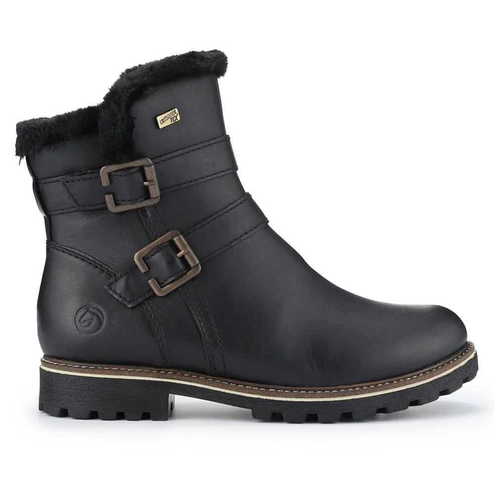 Leather Buckle-Fastening Ankle Boots - DRS40515 / 326 361 - Black - Image 2