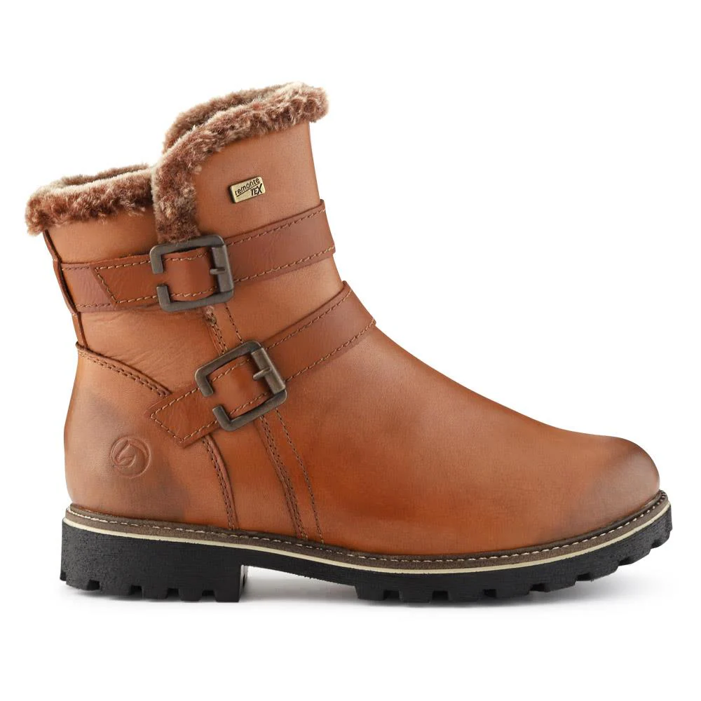 Leather Buckle-Fastening Ankle Boots - DRS40515 / 326 361 - Tan - Image 2