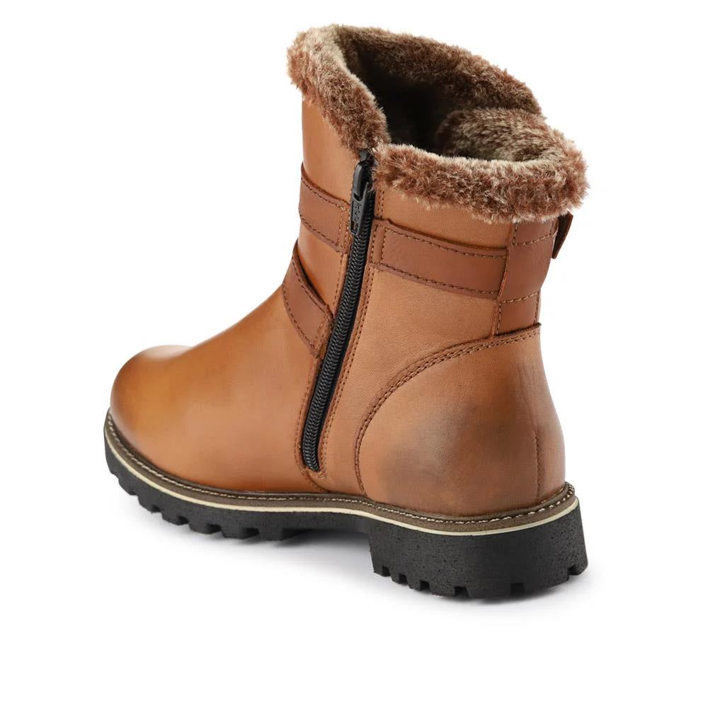 Leather Buckle-Fastening Ankle Boots - DRS40515 / 326 361 - Tan - Image 3