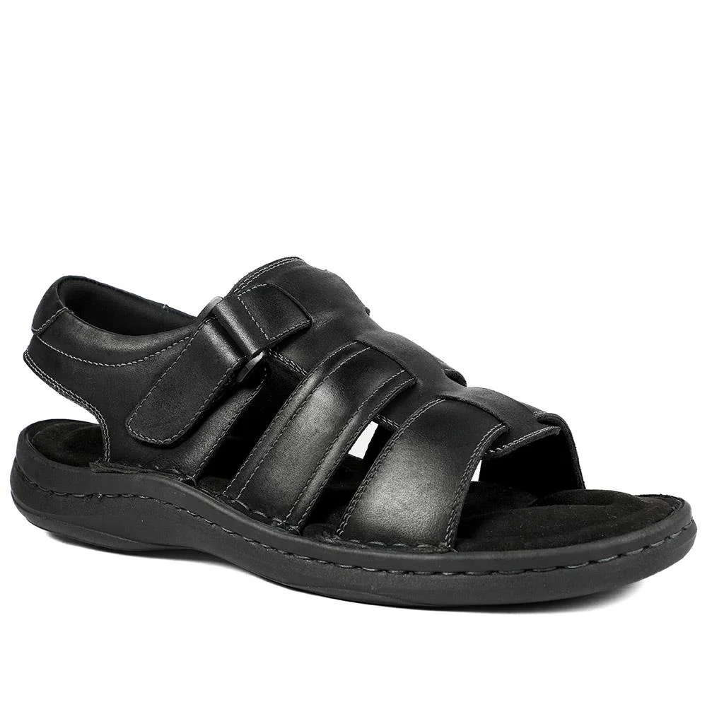 Leather Buckle Fastening Sandals - AATRA43007 / 328 941 - Black