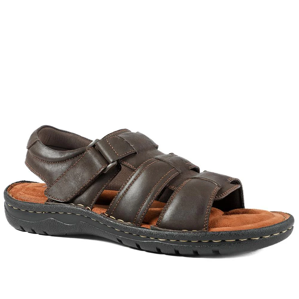 Leather Buckle Fastening Sandals - AATRA43007 / 328 941 - Dark Brown