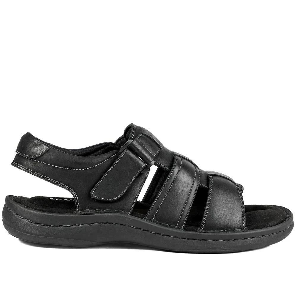 Leather Buckle Fastening Sandals - AATRA43007 / 328 941 - Black - Image 3
