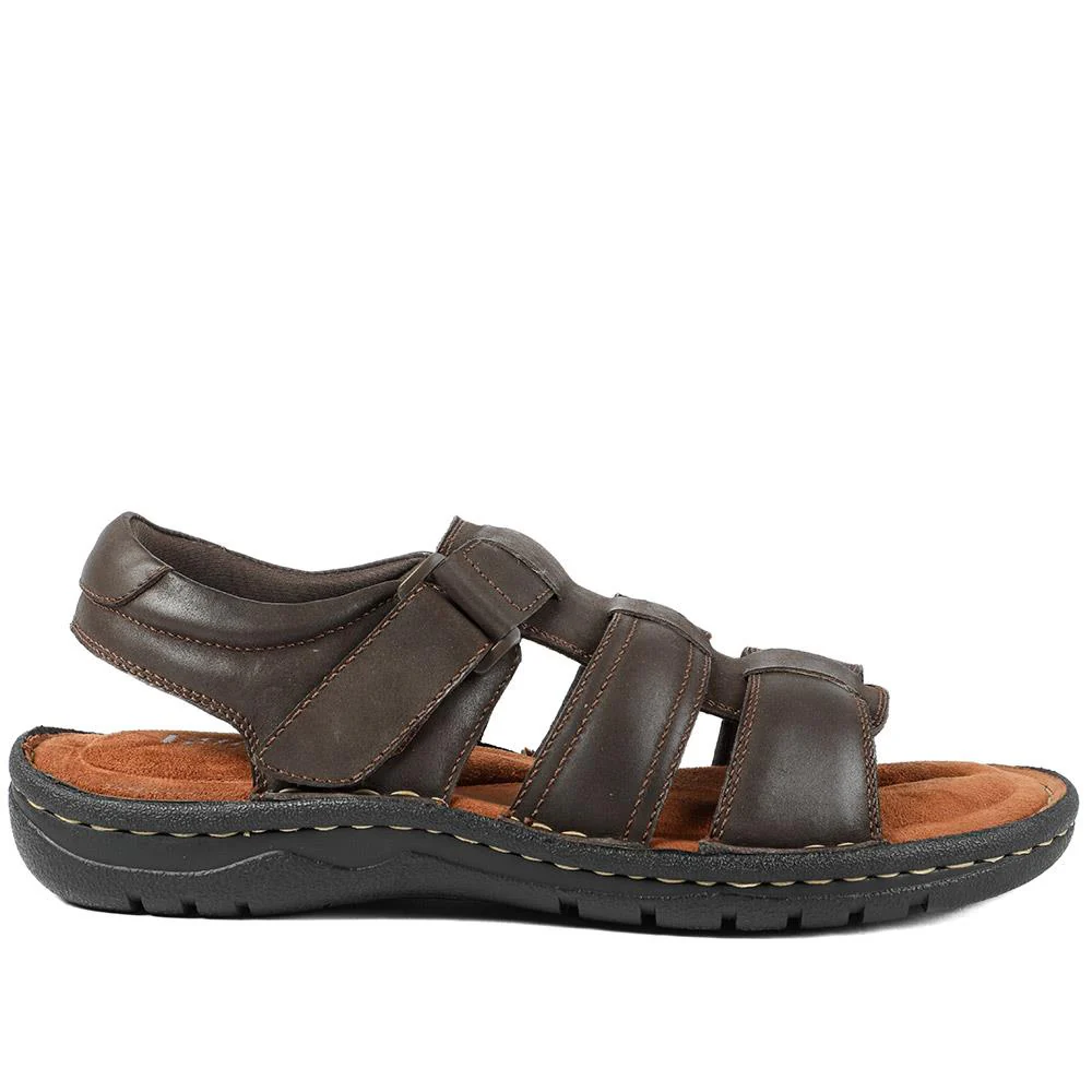 Leather Buckle Fastening Sandals - AATRA43007 / 328 941 - Dark Brown - Image 3