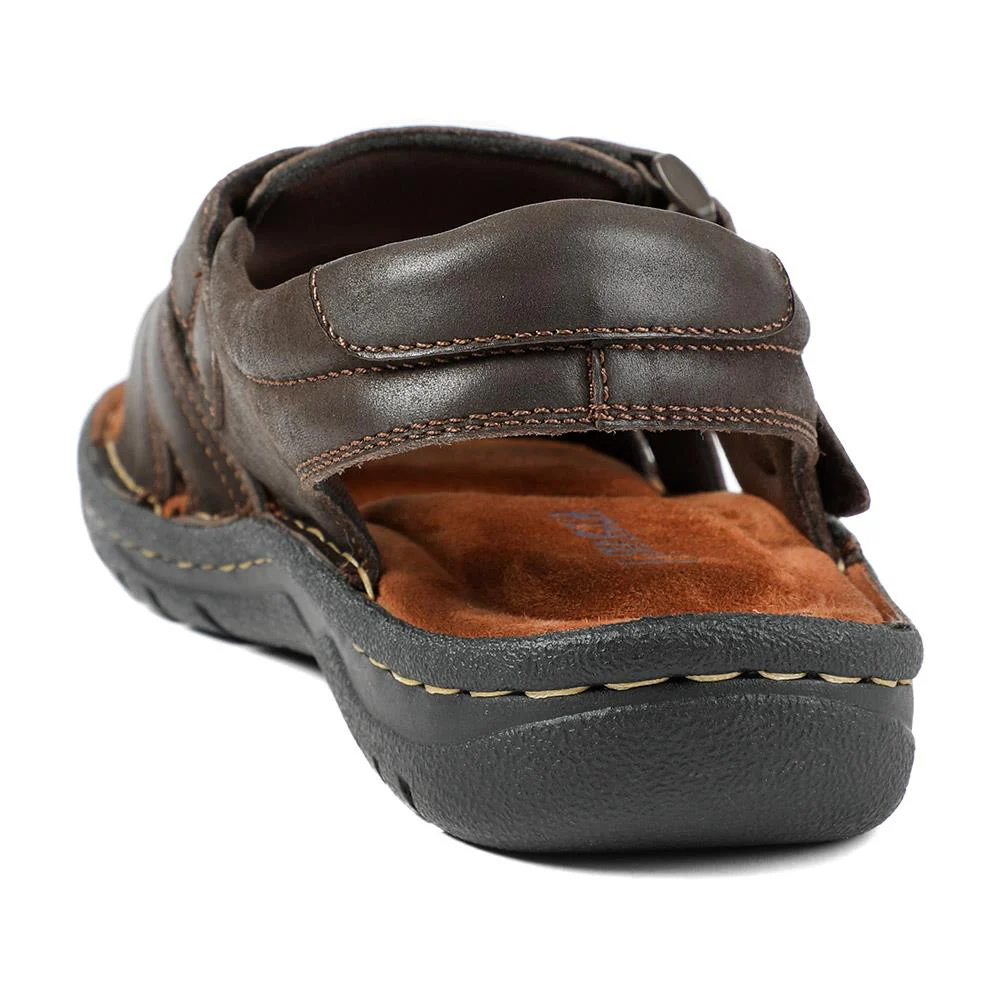 Leather Buckle Fastening Sandals - AATRA43007 / 328 941 - Dark Brown - Image 4