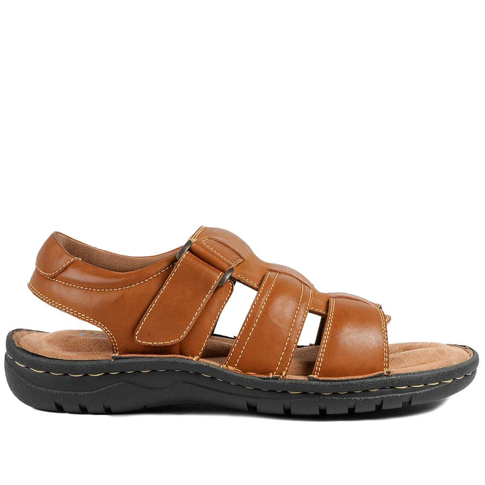 Leather Buckle Fastening Sandals - AATRA43007 / 328 941 - Tan - Image 3
