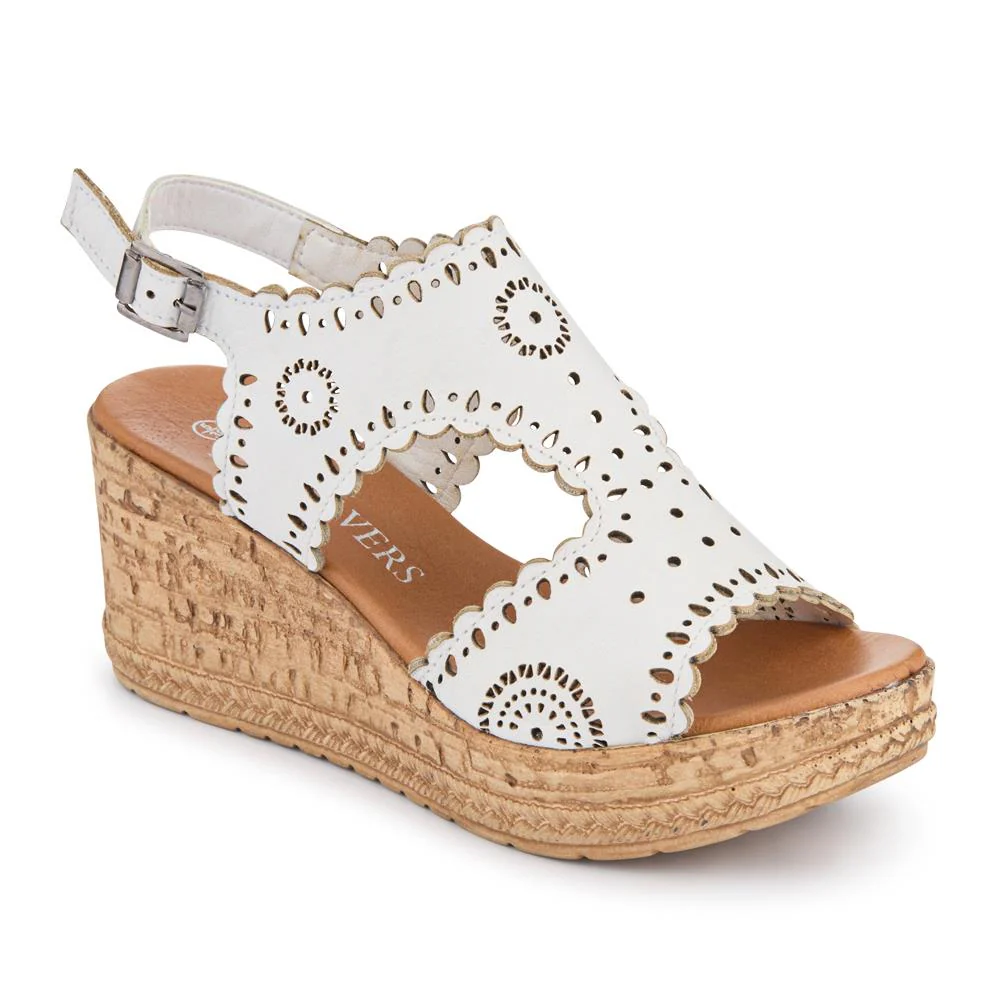 Leather Buckle-Fastening Wedge Sandals - LUCK41012 / 327 609 - Image 2