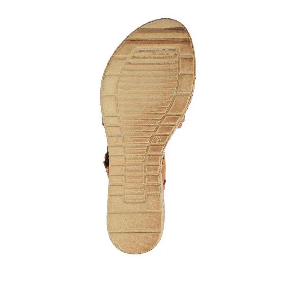 Leather Buckle-Fastening Wedge Sandals - LUCK41012 / 327 609 - Tan - Image 4