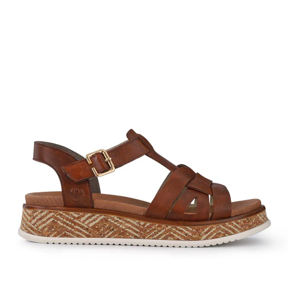 Leather Buckle-Up Sandals - RKR41540 / 327 289 - Tan - Image 2