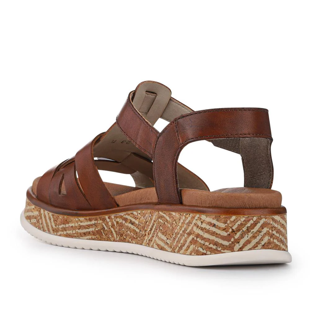 Leather Buckle-Up Sandals - RKR41540 / 327 289 - Tan - Image 3