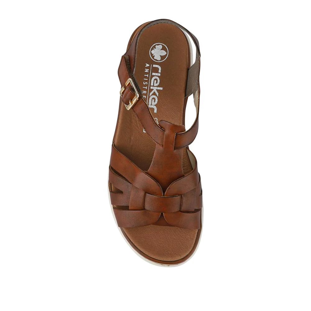 Leather Buckle-Up Sandals - RKR41540 / 327 289 - Tan - Image 4