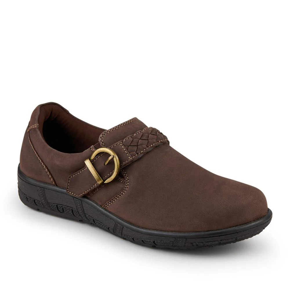 Leather Buckled Slip-On Shoes - KF42020 / 328 425 - Brown