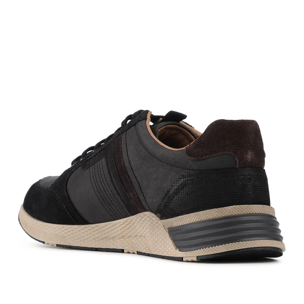 Wide Fit Leather Casual Cushioning Trainers - PARK42051 / 328 394 - Black - Image 2