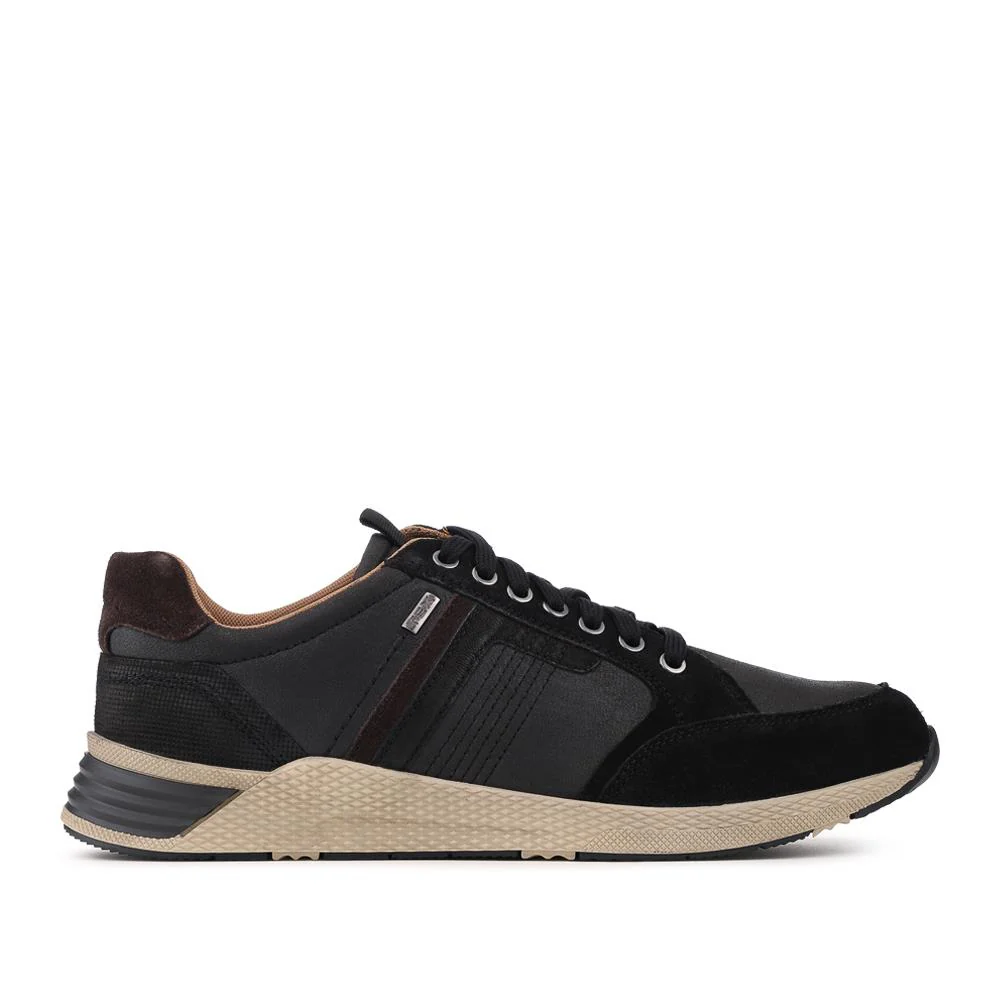 Wide Fit Leather Casual Cushioning Trainers - PARK42051 / 328 394 - Black - Image 3