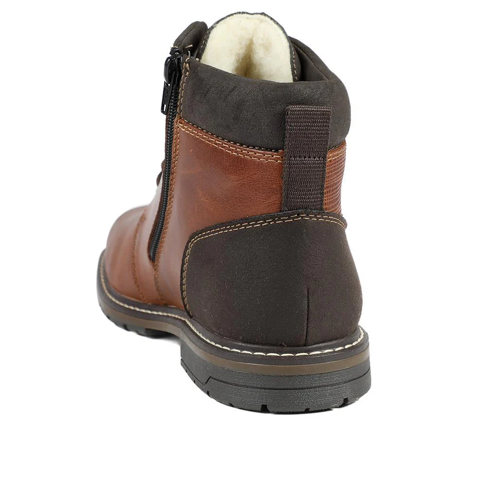 Leather Casual Lace-Up Boots - RKR40514 / 325 911 - Tan - Image 3