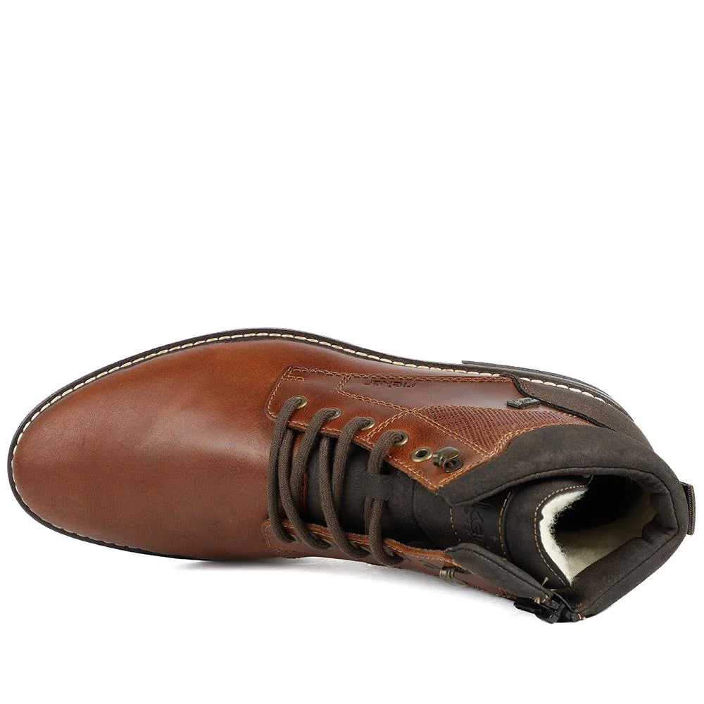 Leather Casual Lace-Up Boots - RKR40514 / 325 911 - Tan - Image 4