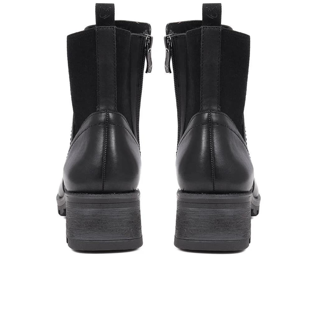 Leather Cleated Sole Chelsea Boots - CAPRI38500 / 325 544 - Black - Image 3