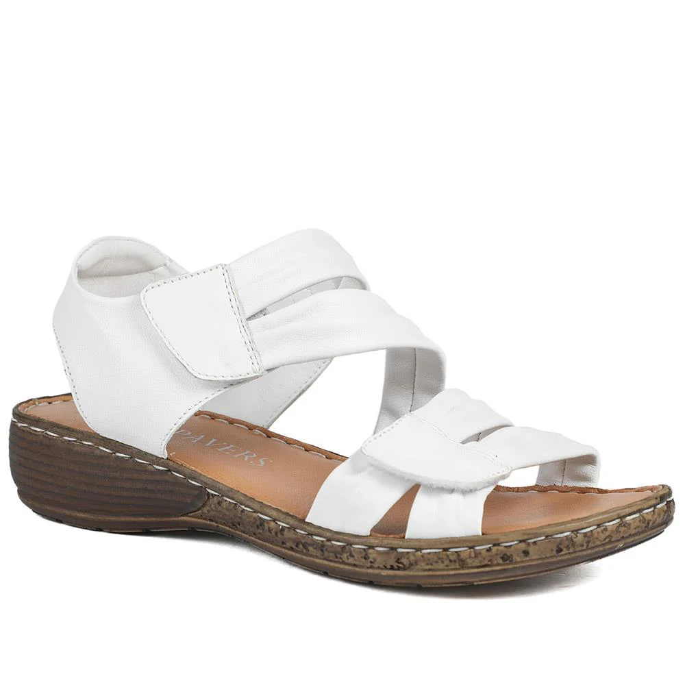 Leather Comfort Sandals with Touch Fastening - LUCK43000 / 329 418 - White
